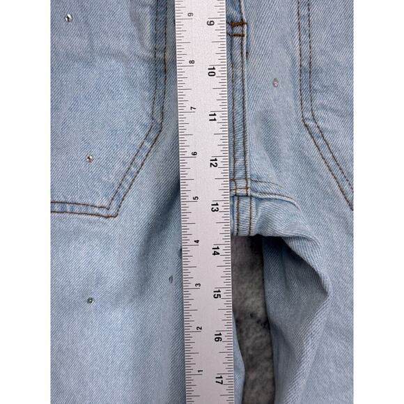 BA&SH Lady Jeans 0 Womens Slim Crop Leg High Rise Rhinestone Two Tone Denim - Picture 4 of 8